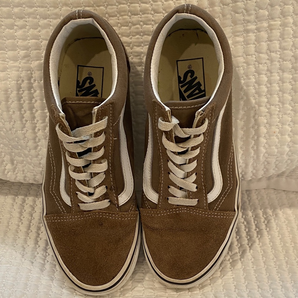 Vans Women’s Classic Brown and White Sneakers